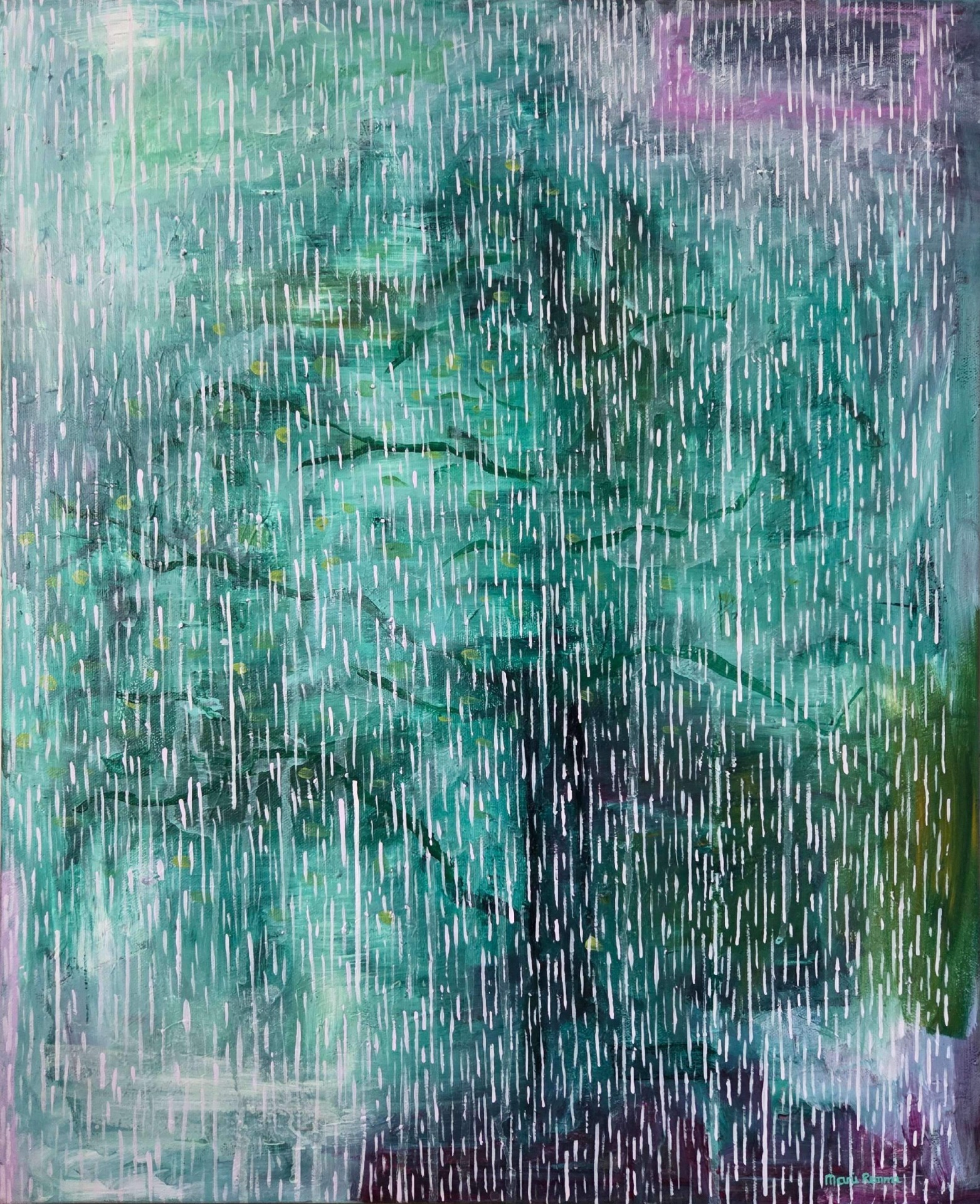 Jeg drømte om et tre i tåka. Akryl på lerret, 50 x 61 cm, 3000,-